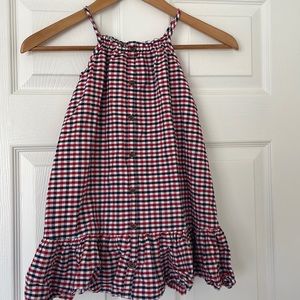 Red,white and blue plaid dress